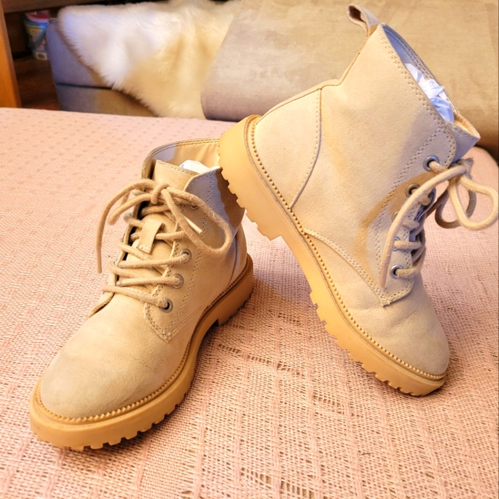 Little Girls' Khaki Tan Combat Boots Size 13
